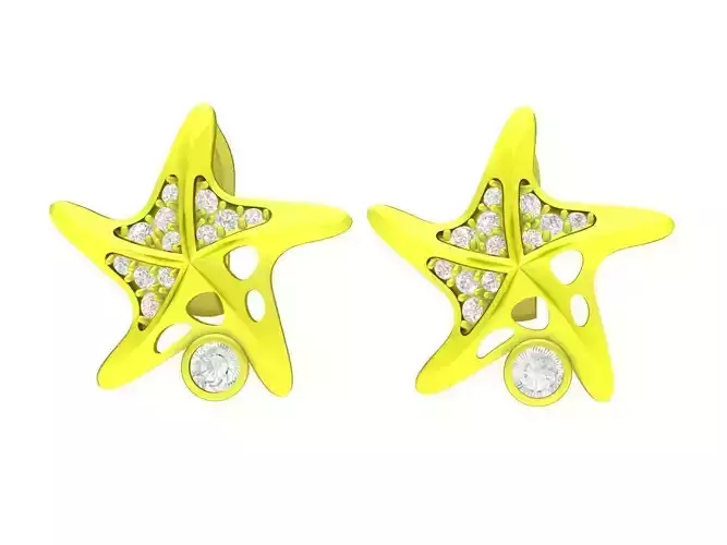 A6319 Diamond Starfish Earrings 3D Model