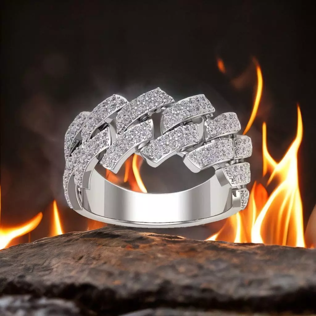 Cuban ring  diamond  3D print model_0