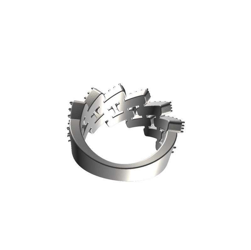 Cuban ring  diamond  3D print model_4
