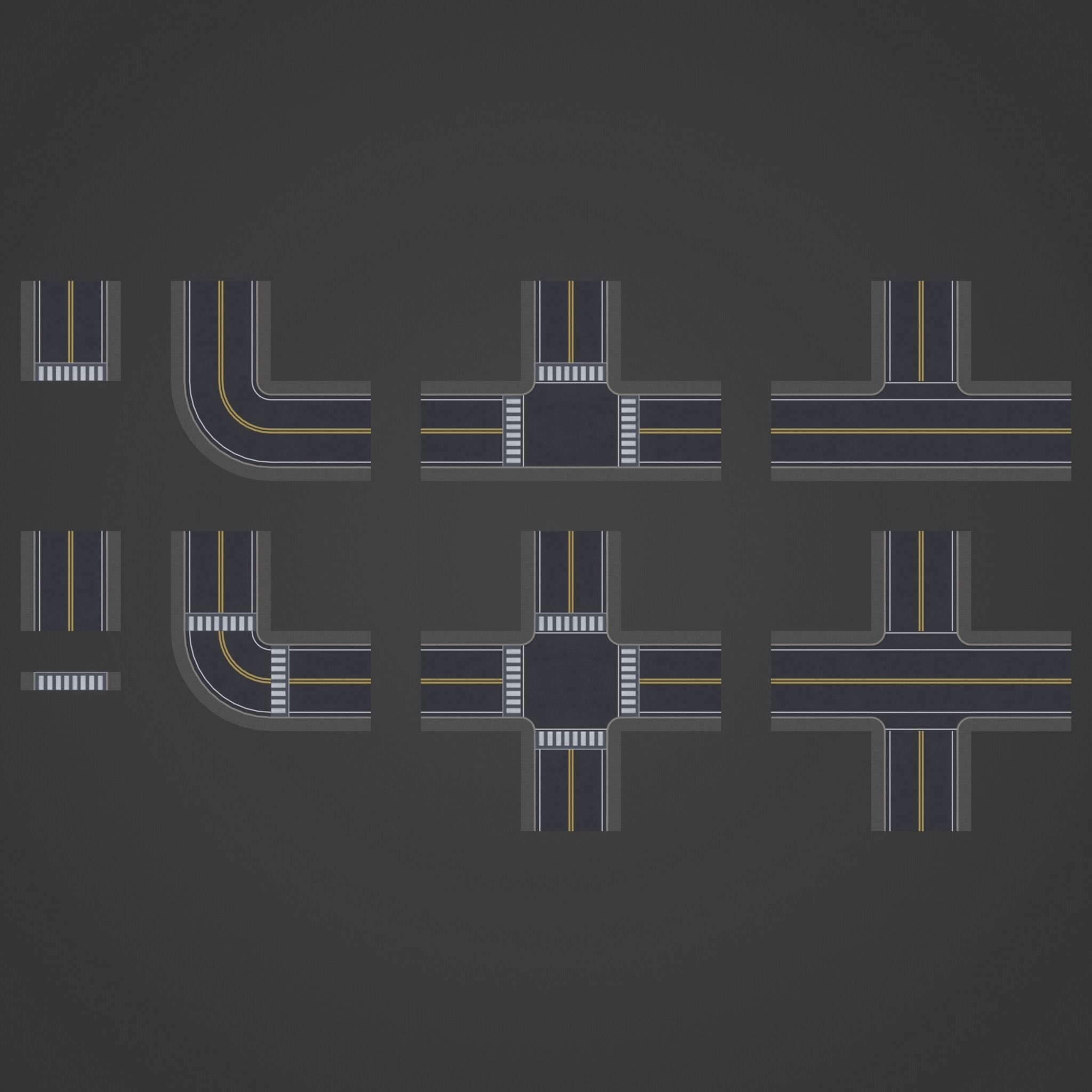 Modular Streets with over 40 urban props Low-poly 3D model_11