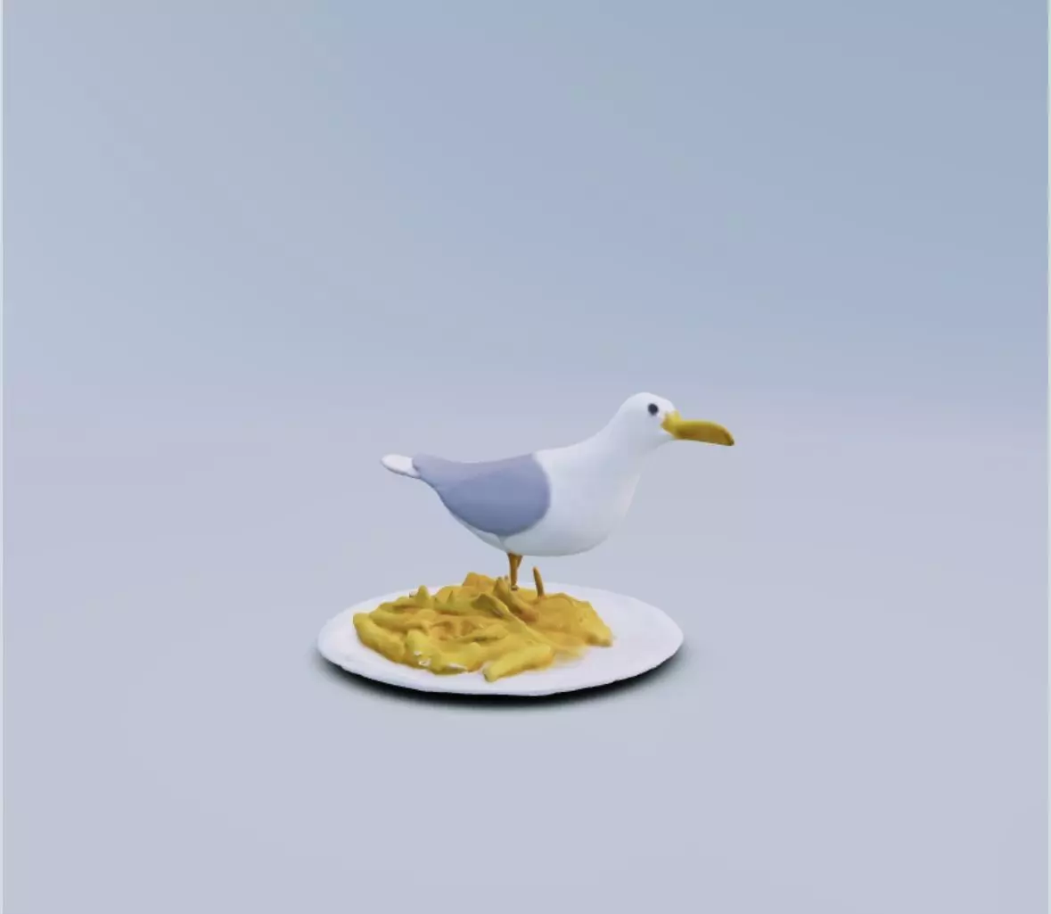 Seagull with french fries 3D print model_0