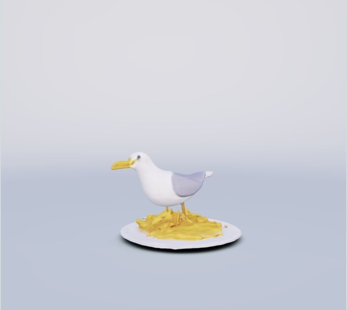 Seagull with french fries 3D print model_1