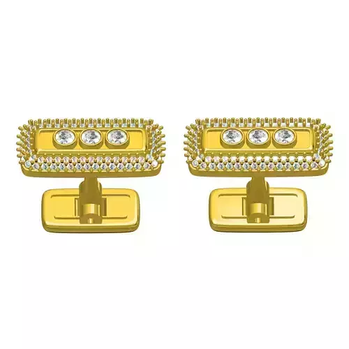 Triple Stone Bezel Set Rectangle Cufflink 3D print model