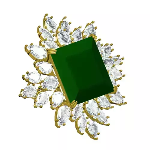 Princess Stone Pear and Marquise Diamond Cluster Brooch