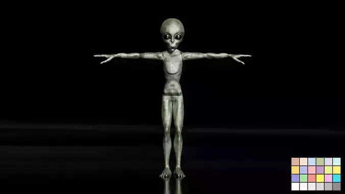 Realistic Alien  Low-poly 3D model Rigged