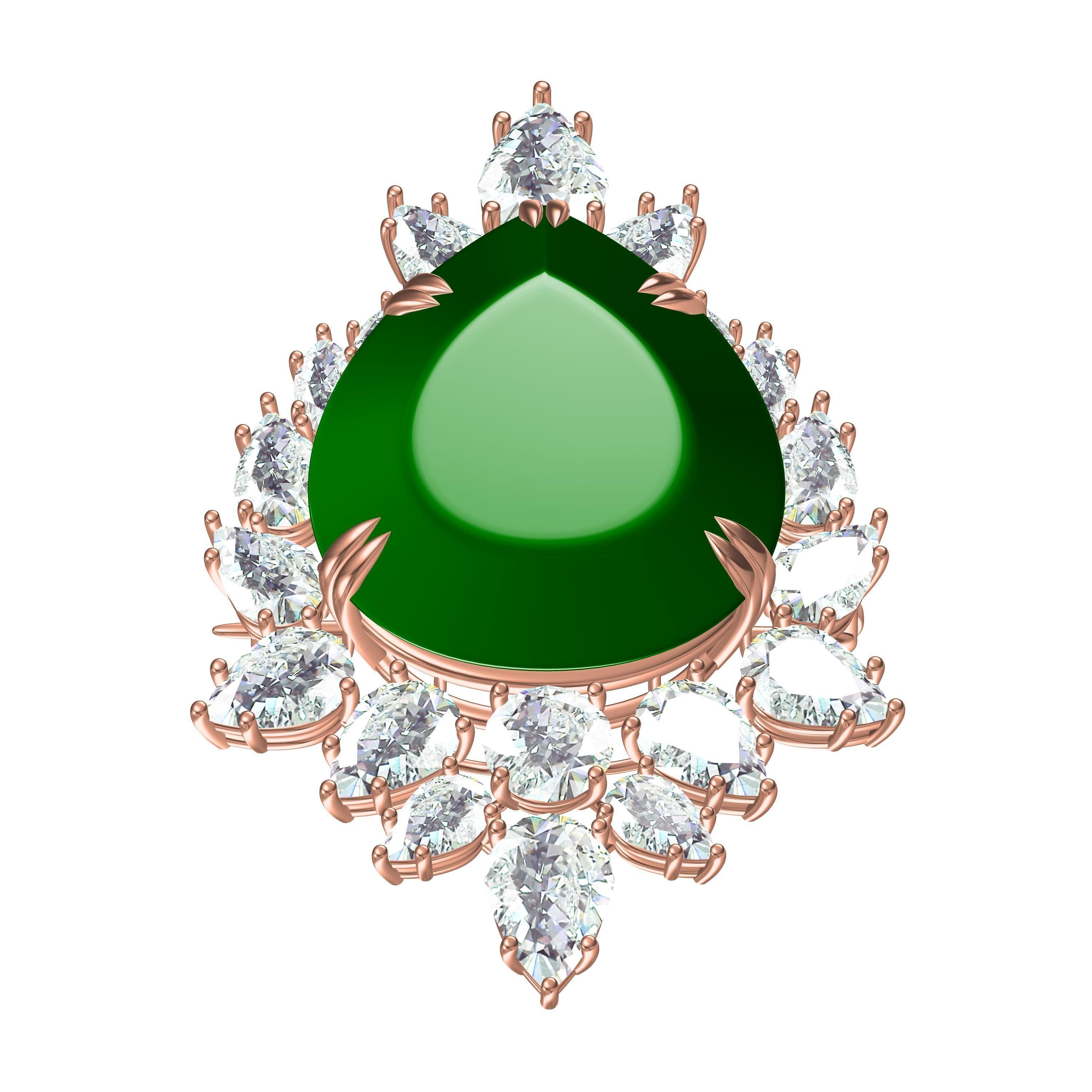 Teardrop Stone Diamond Cluster Brooch 3D print model_7