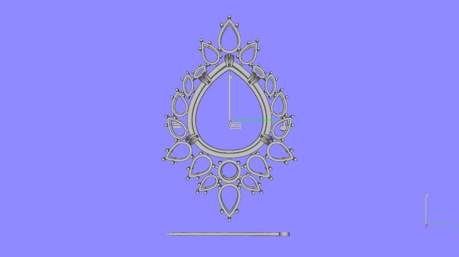 Teardrop Stone Diamond Cluster Brooch 3D print model_14