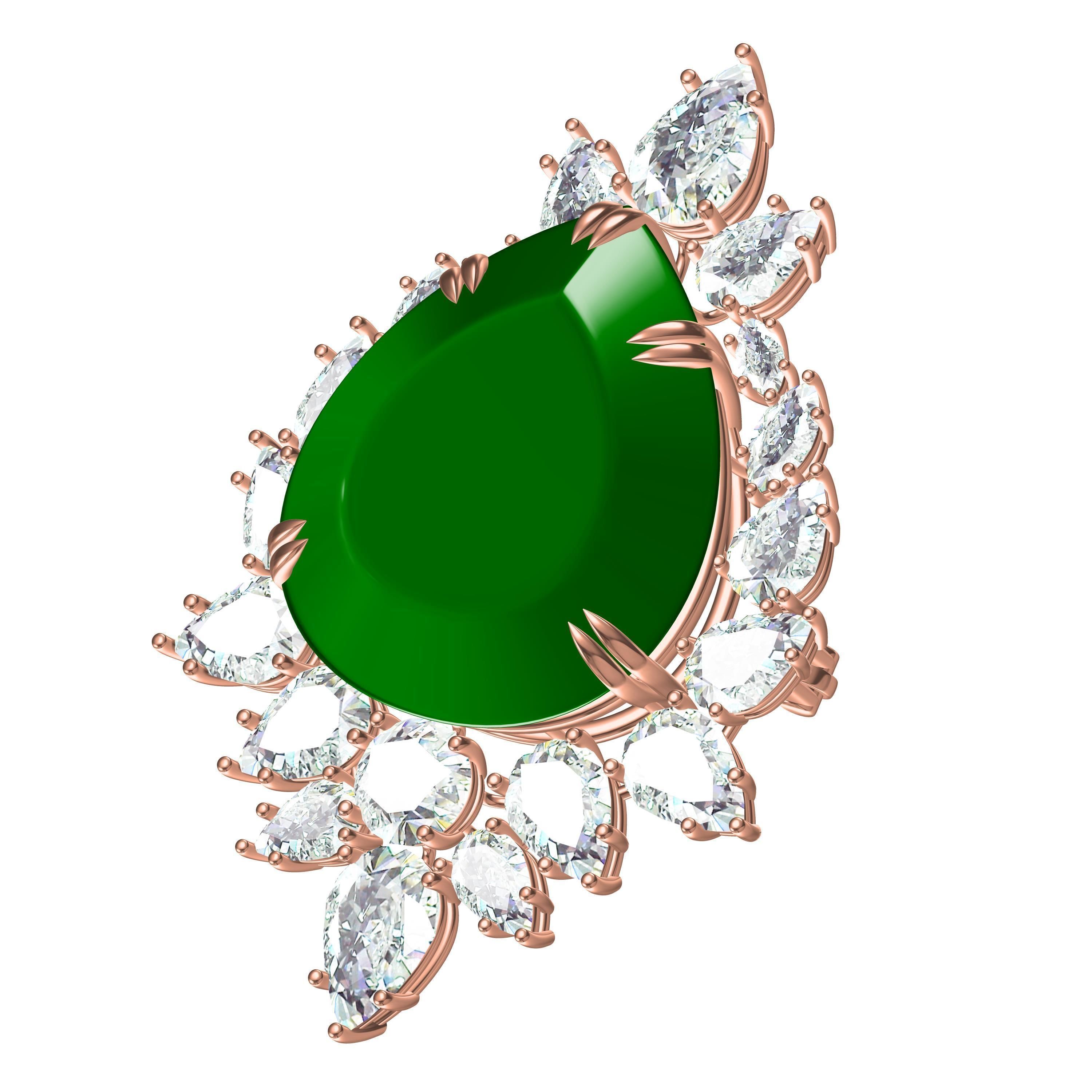 Teardrop Stone Diamond Cluster Brooch 3D print model_8