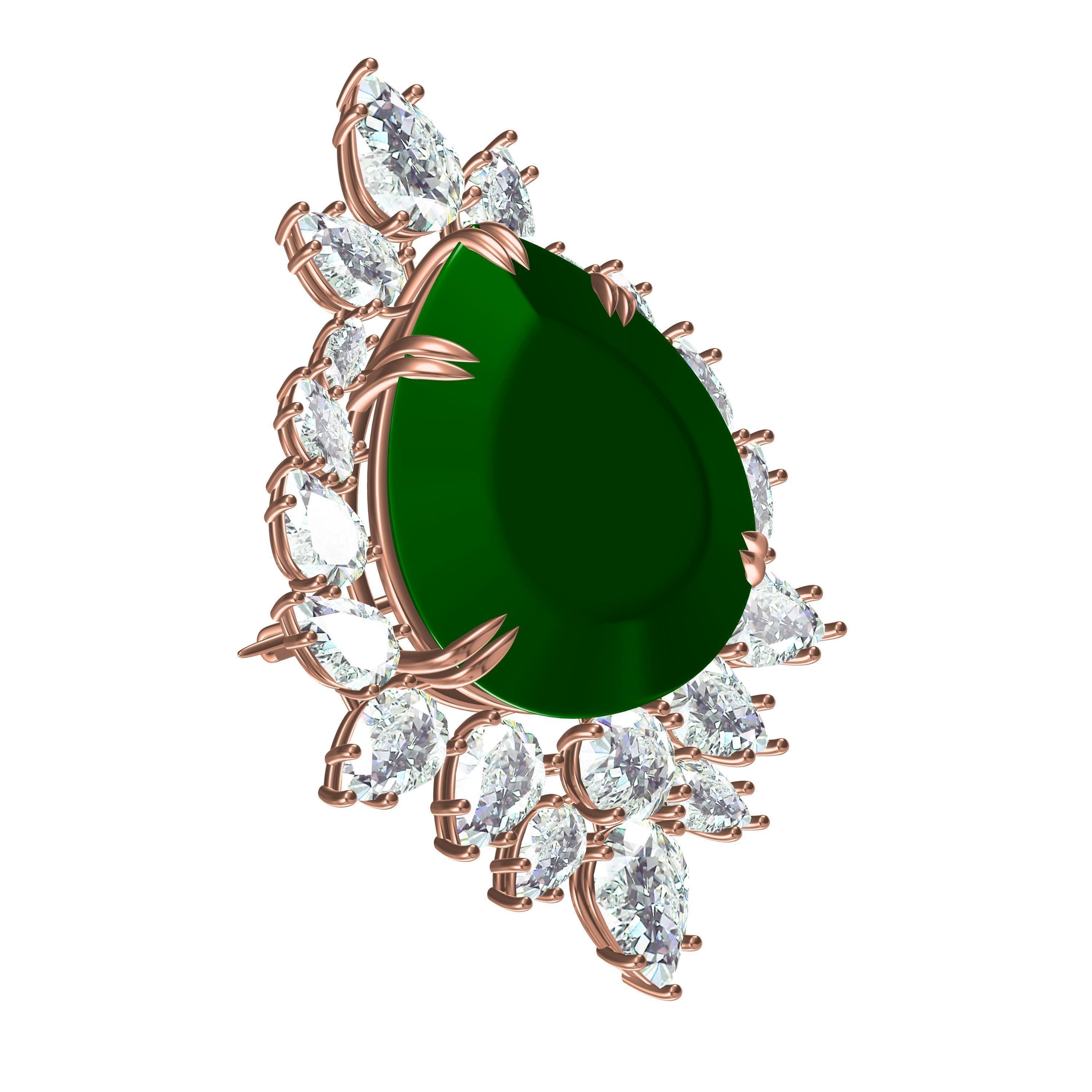 Teardrop Stone Diamond Cluster Brooch 3D print model_9