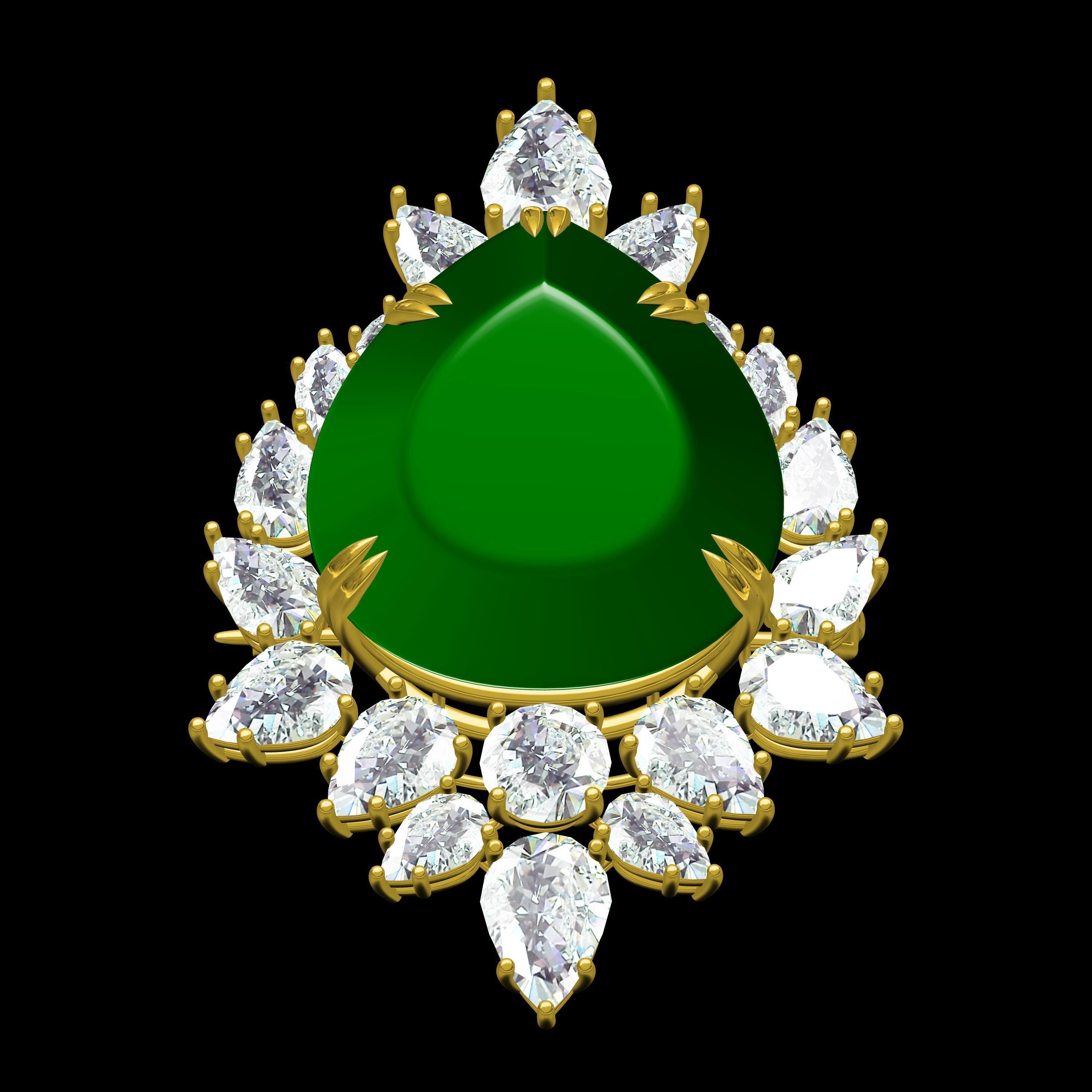 Teardrop Stone Diamond Cluster Brooch 3D print model_10