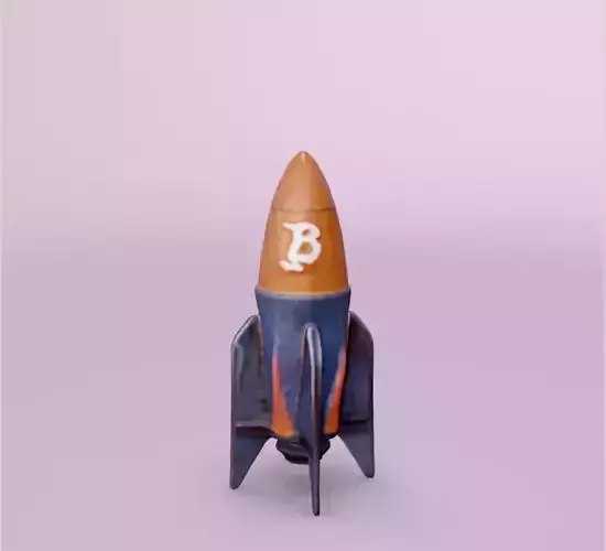 Bitcoin designed rocket ready to take off 3D print model