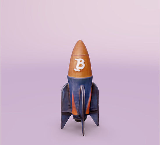 Bitcoin designed rocket ready to take off 3D print model_7