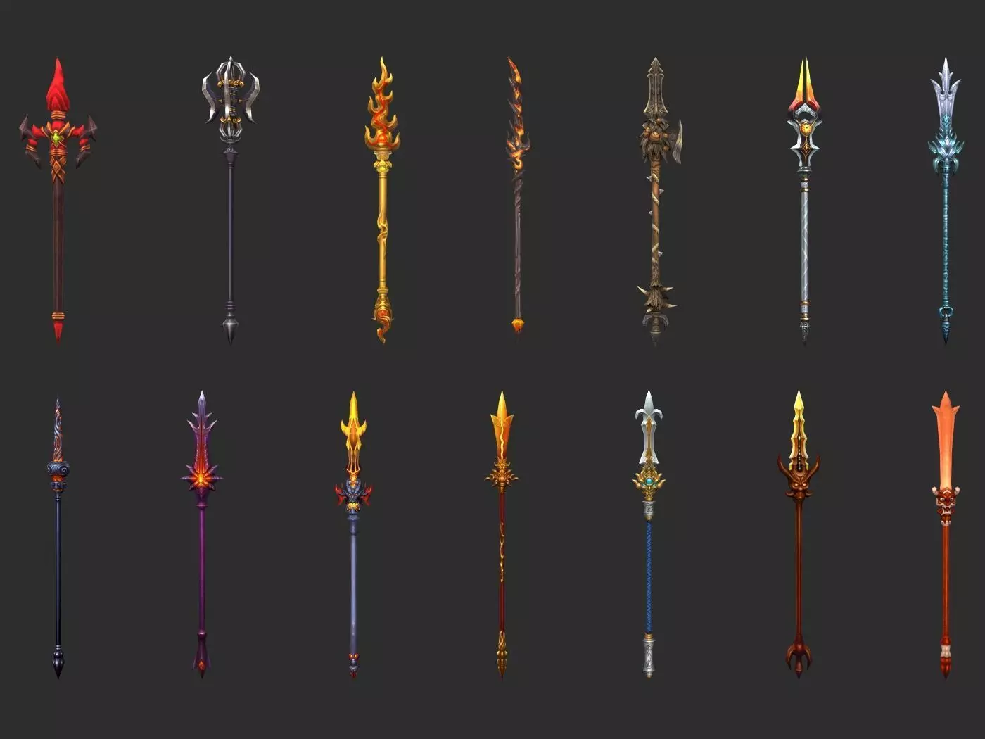 Fantasy Spear Weapon Pack Low-poly 3D model_0