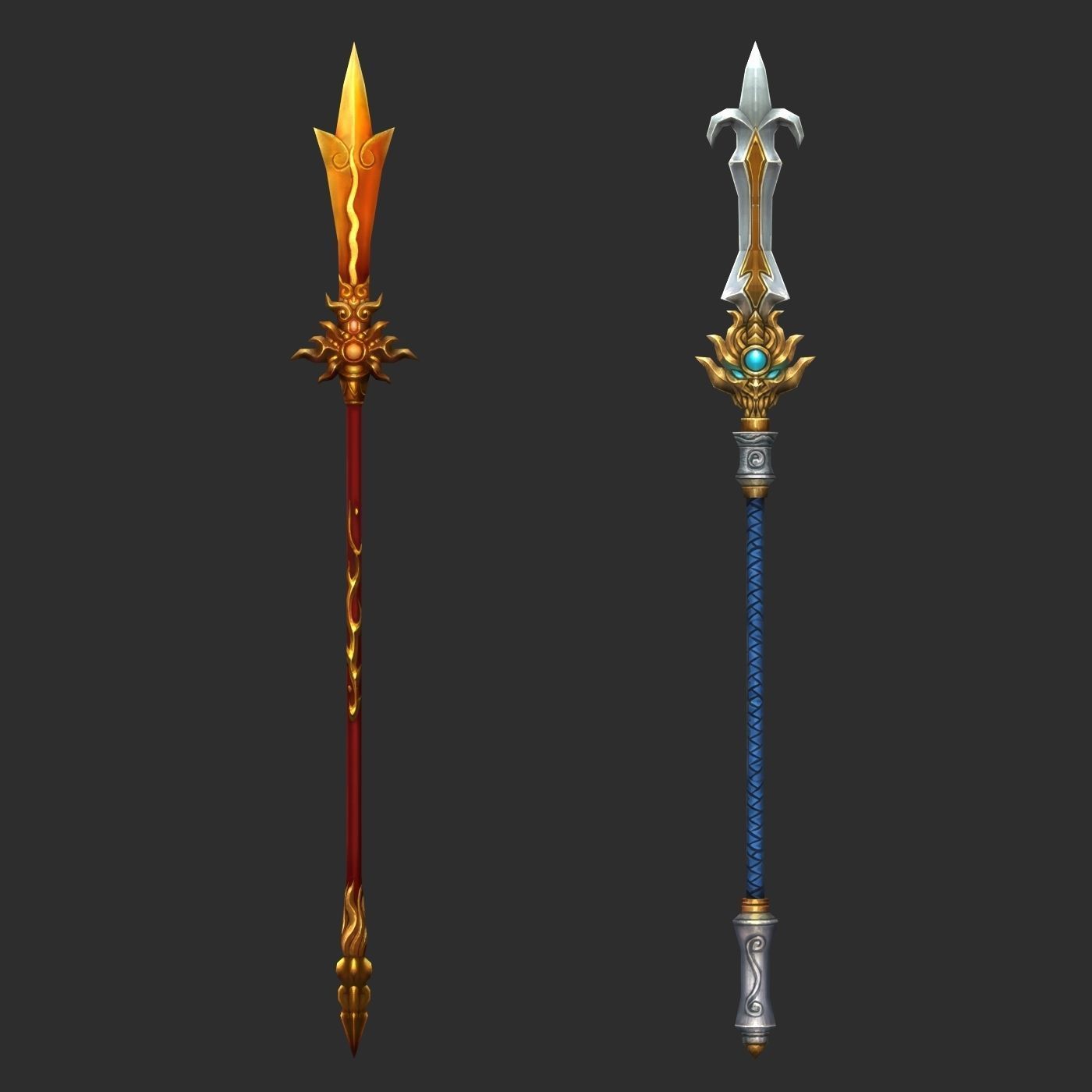 Fantasy Spear Weapon Pack Low-poly 3D model_7