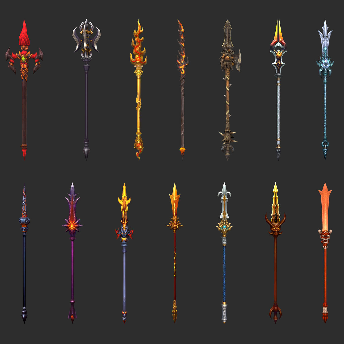 Fantasy Spear Weapon Pack Low-poly 3D model_1