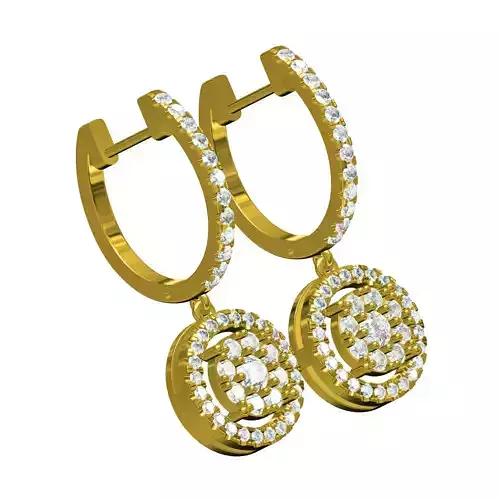 Round Diamond Cluster and Halo Hoop Earring