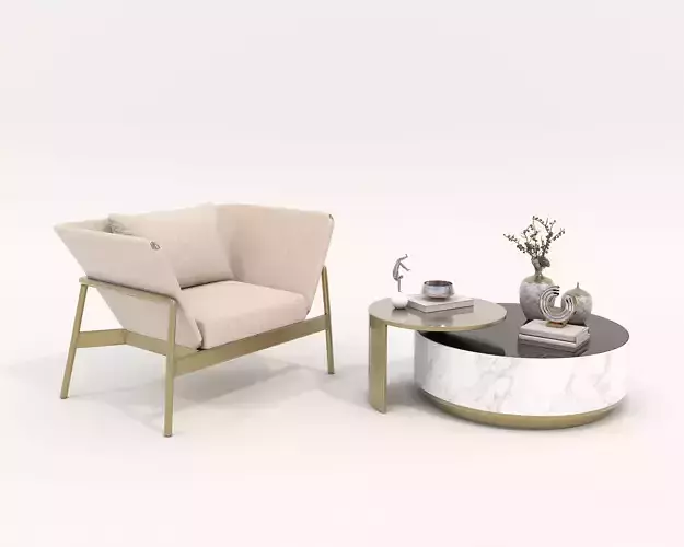 Modern Coffee Table and Armchair 54 3D model