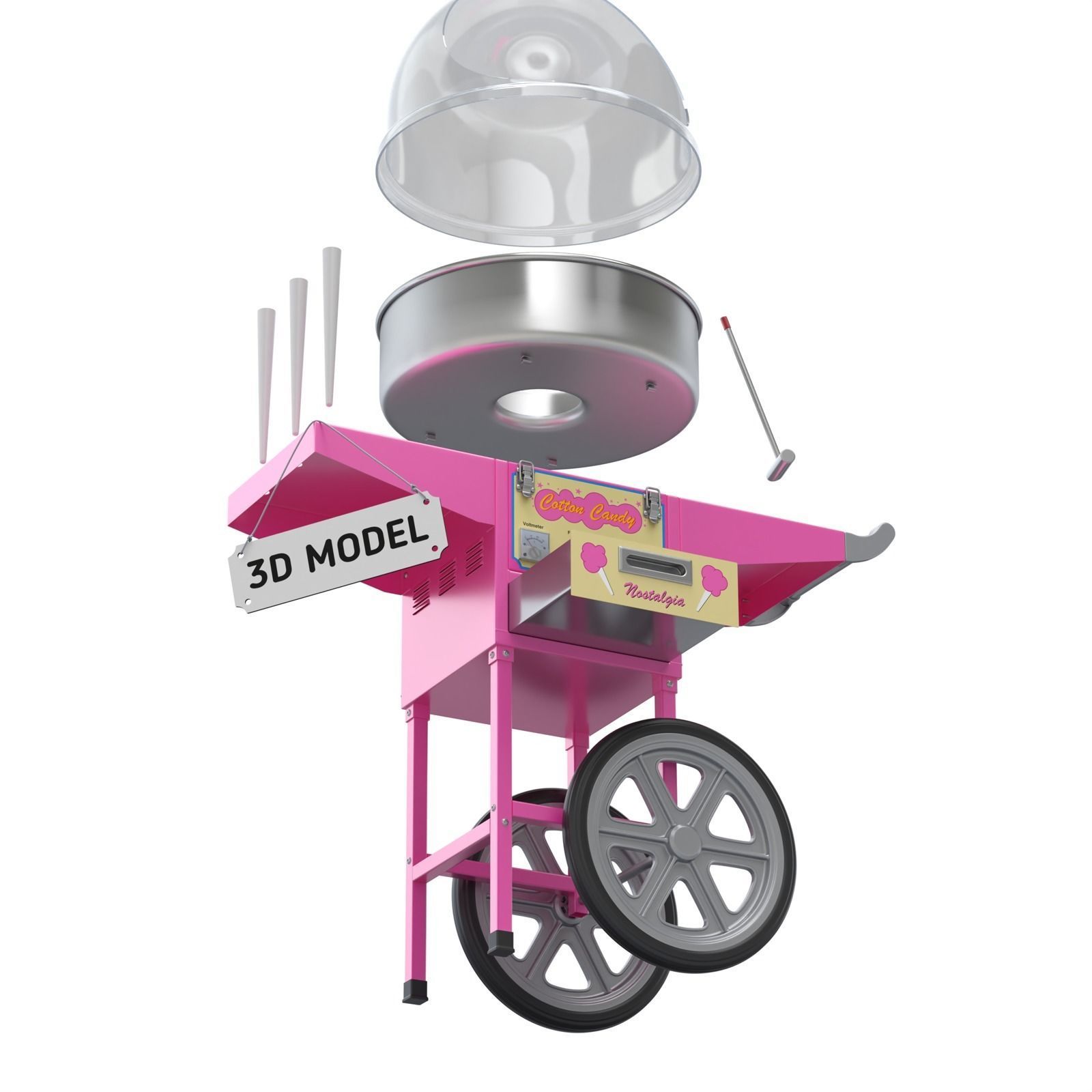 Cotton Candy Machine 3D model_9