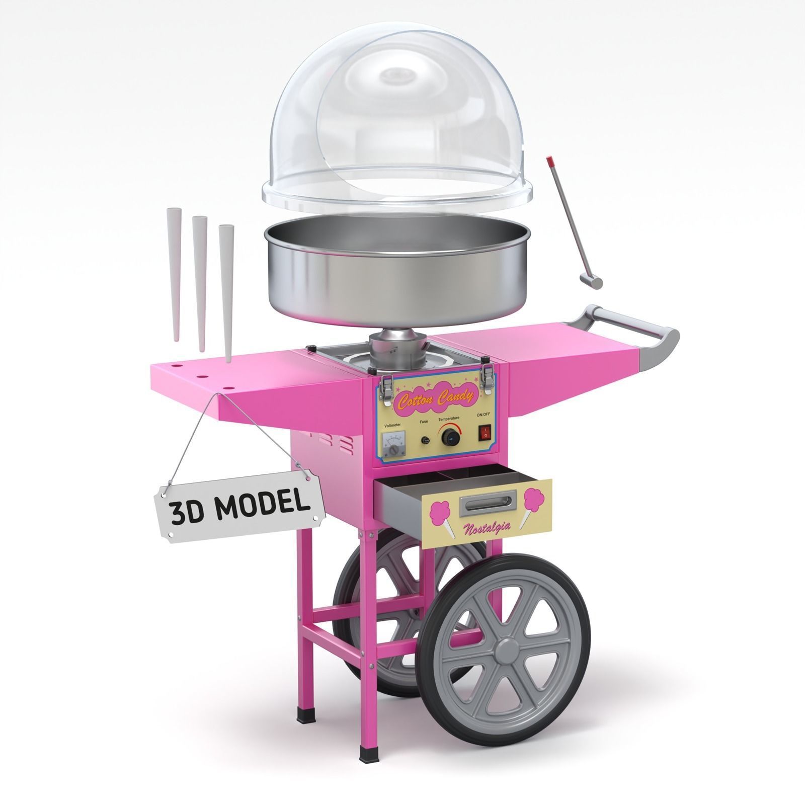 Cotton Candy Machine 3D model_8
