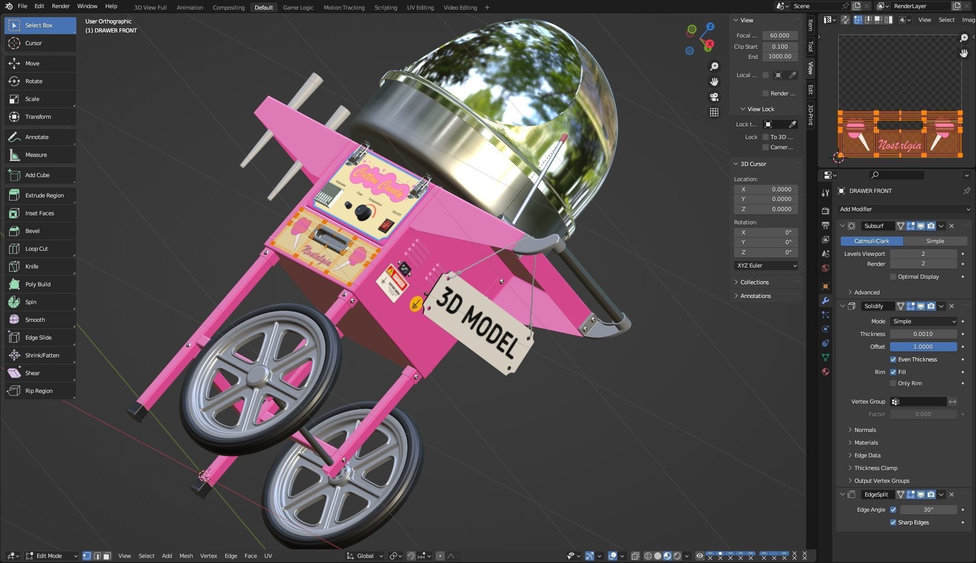 Cotton Candy Machine 3D model_23