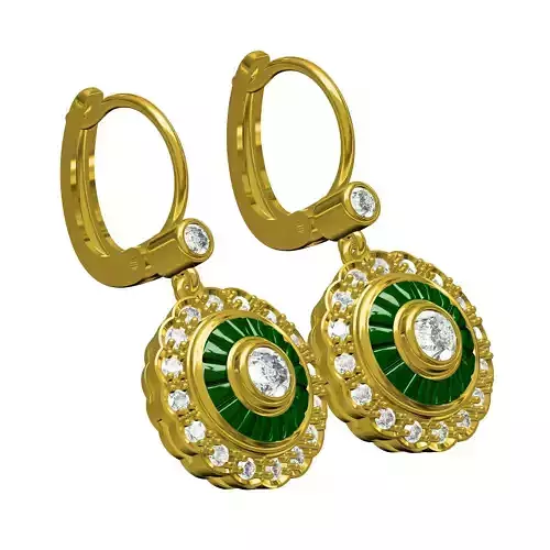 Antique Round and Baguette Diamond Art Deco Earring