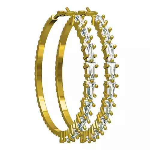 Unique Baguette Diamond Hoop Earring