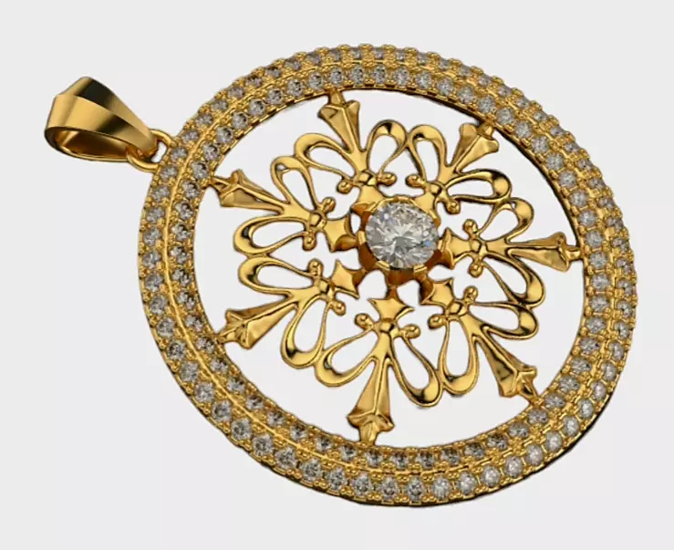 fleur-de-lis pendant with gems 3D print model