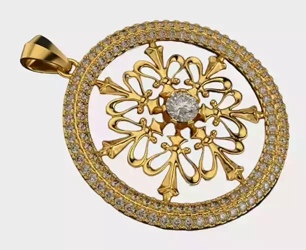 fleur-de-lis pendant with gems 