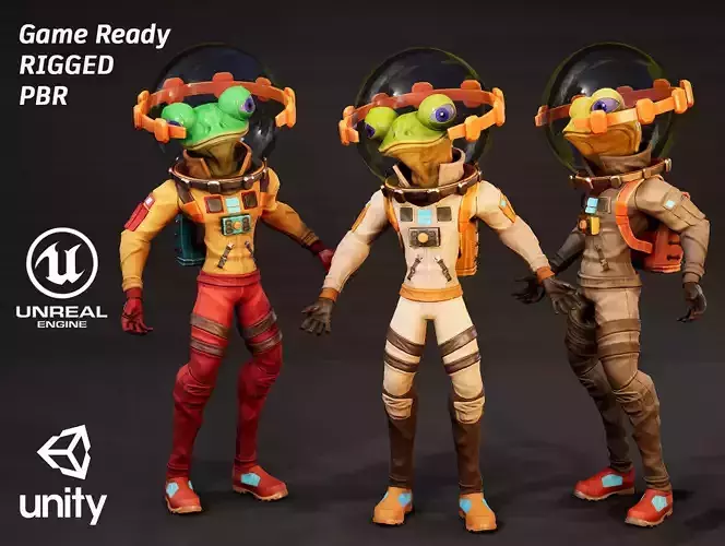 Frog SpaceSuit 01 Low-poly 3D model