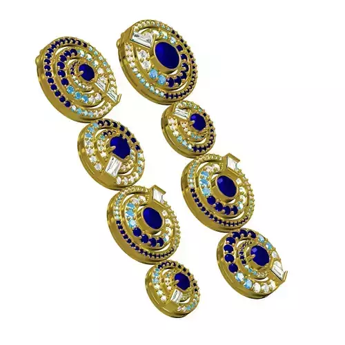 Antique Round Diamond Halo Long Earring