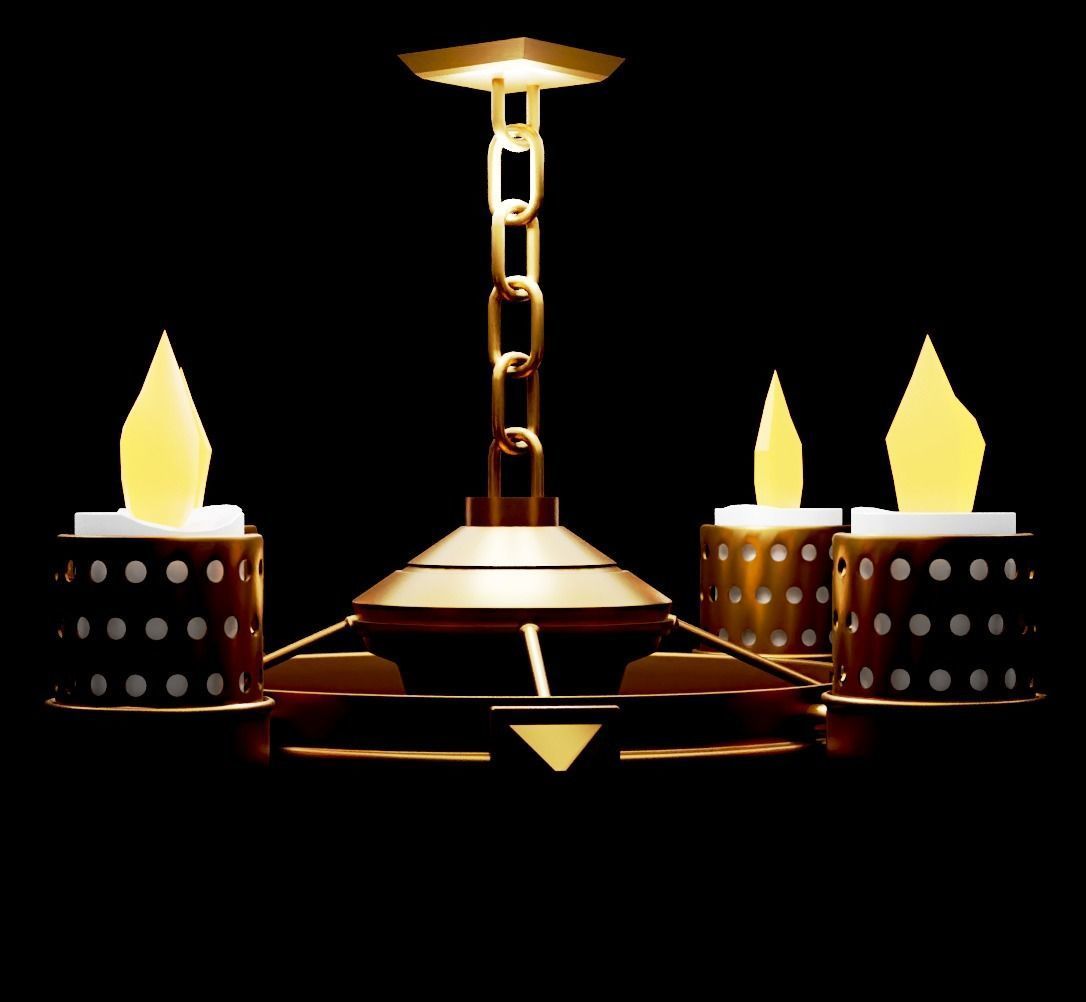 Antique candle chandelier 3D model_1
