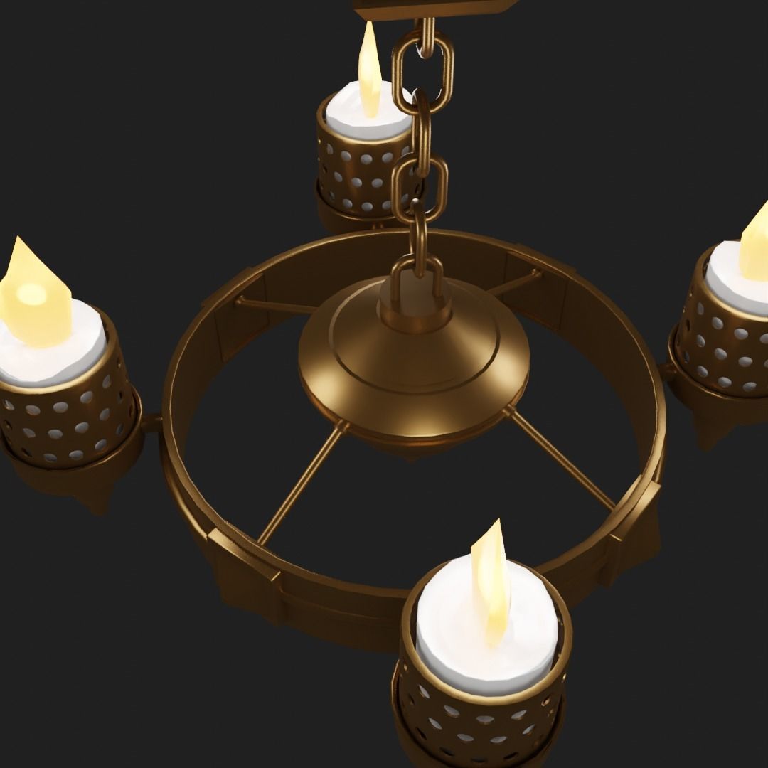 Antique candle chandelier 3D model_2