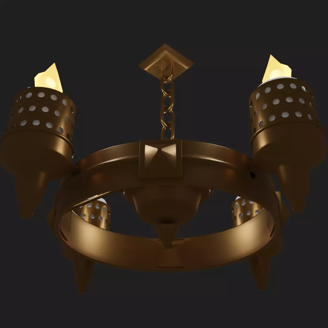 Antique candle chandelier 3D model_0
