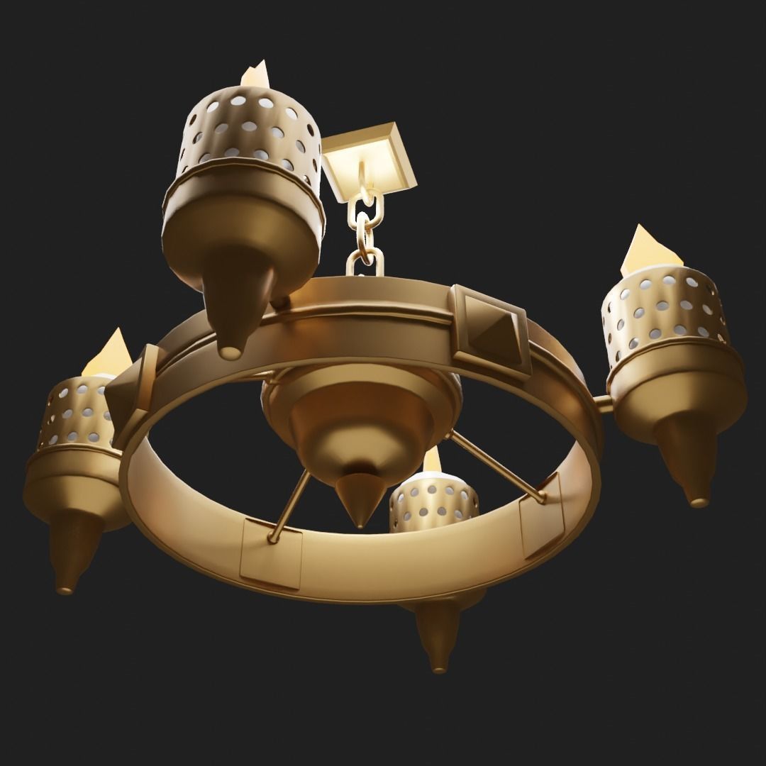 Antique candle chandelier 3D model_5