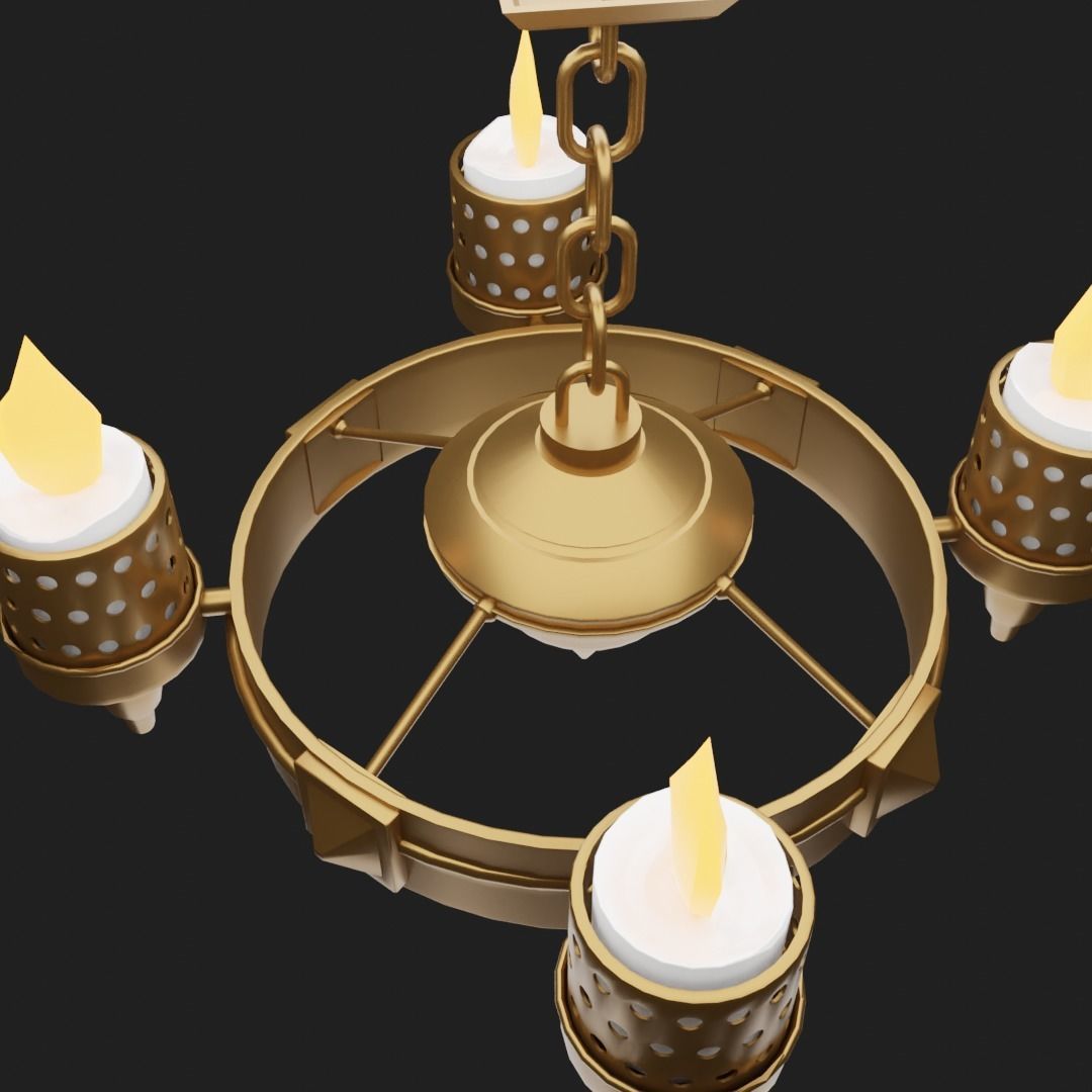 Antique candle chandelier 3D model_3