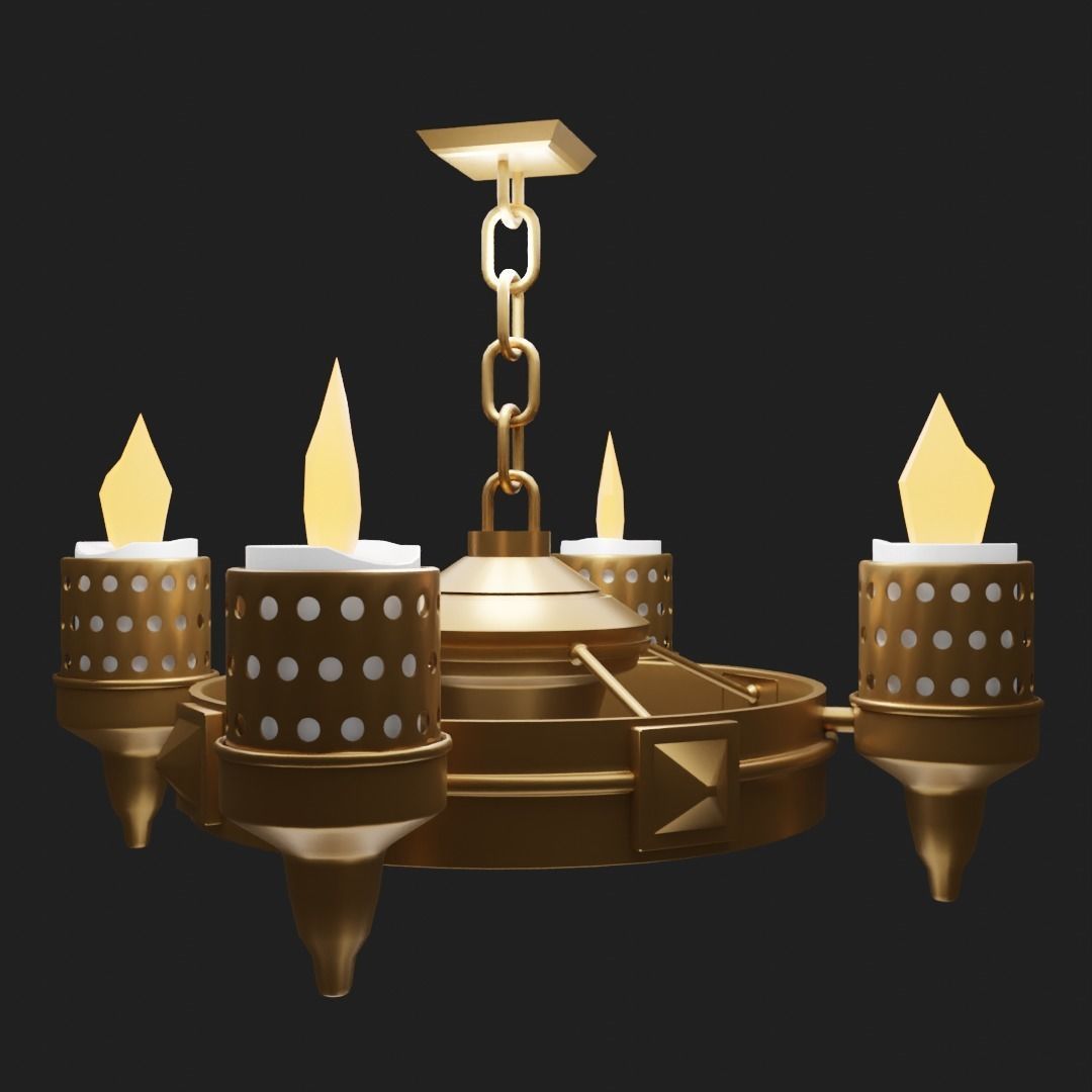 Antique candle chandelier 3D model_6
