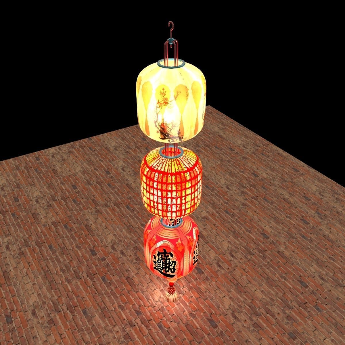 Chinese red lantern 3D model_5