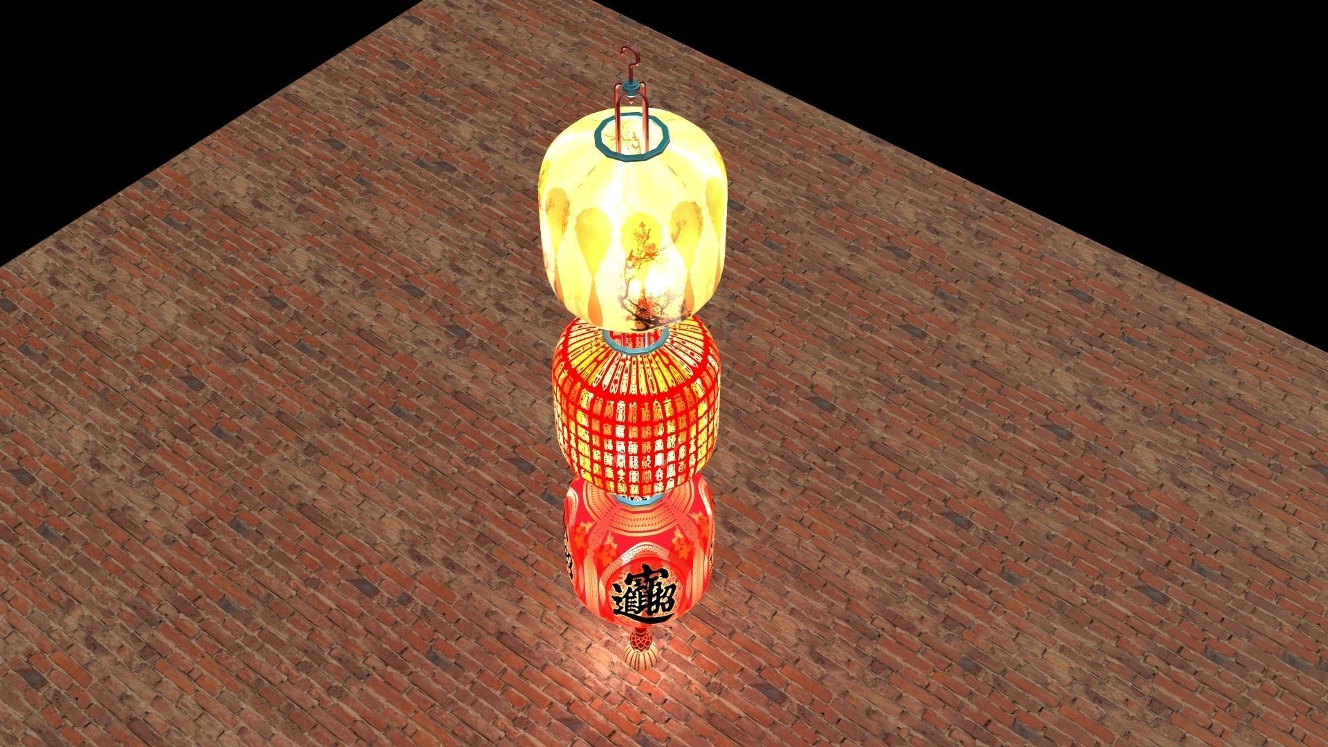 Chinese red lantern 3D model_4