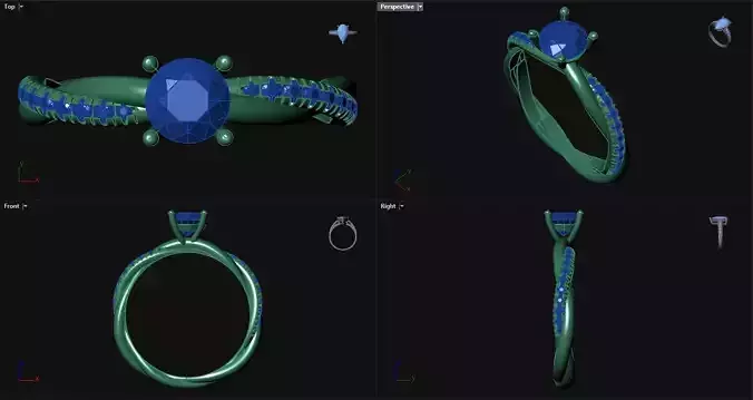 Entwined Engagement Ring with sidestones