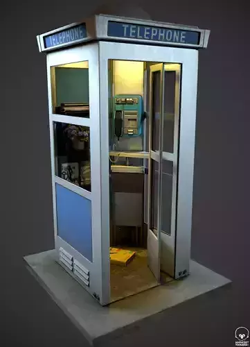 Phone Booth - Telephone Cabin Low-poly 3D model