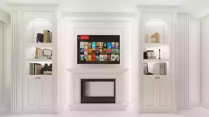 Tv wall and fireplace