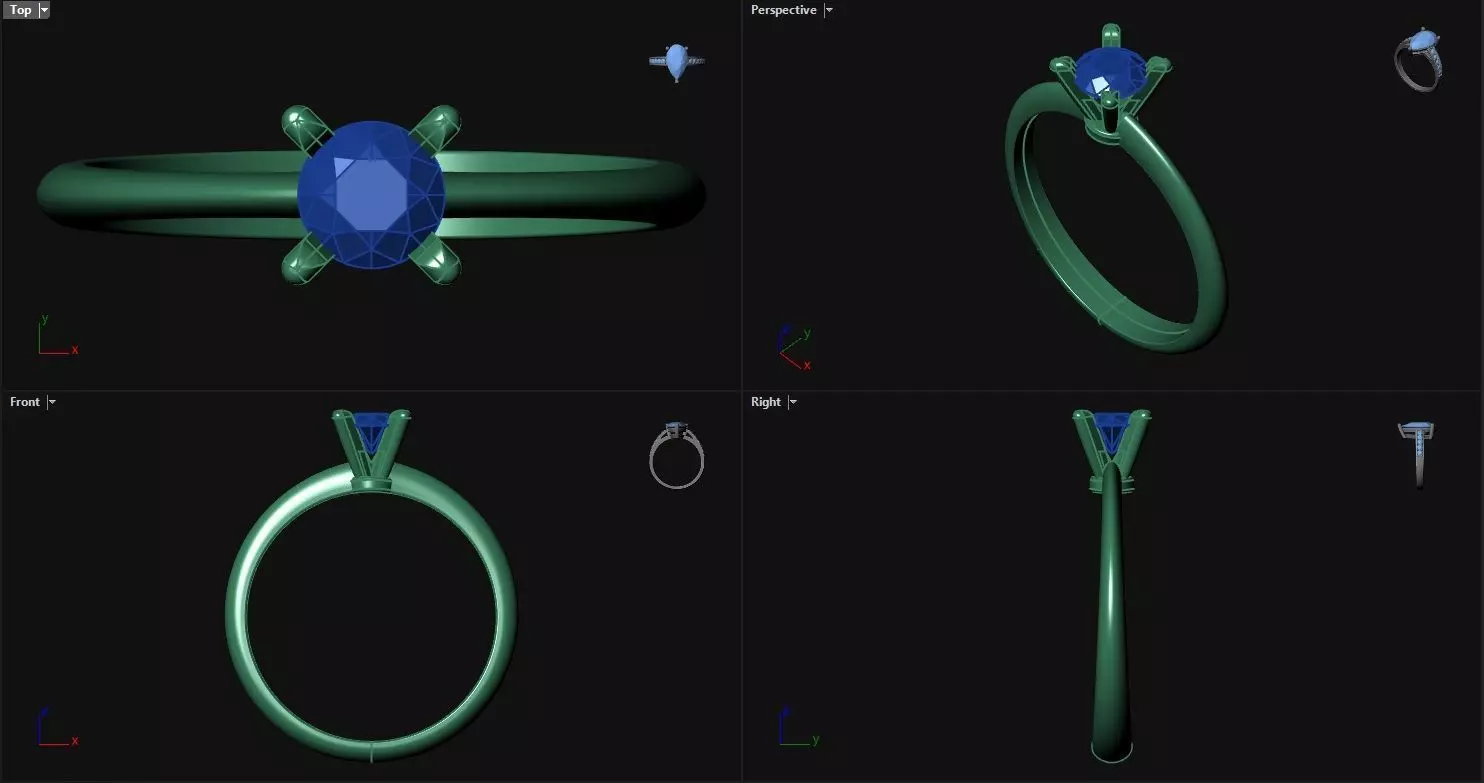 Peg Head Reverse Tapered Engagement Ring 3D print model