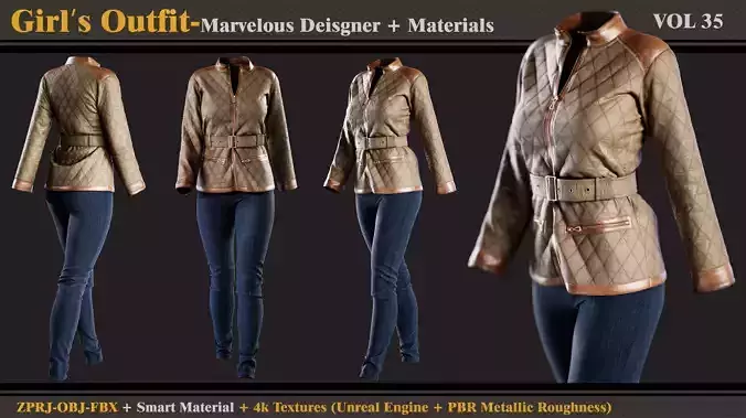 Girls Outfit- MD-Clo3d - Smart Material- Textures -OBJ- FBX