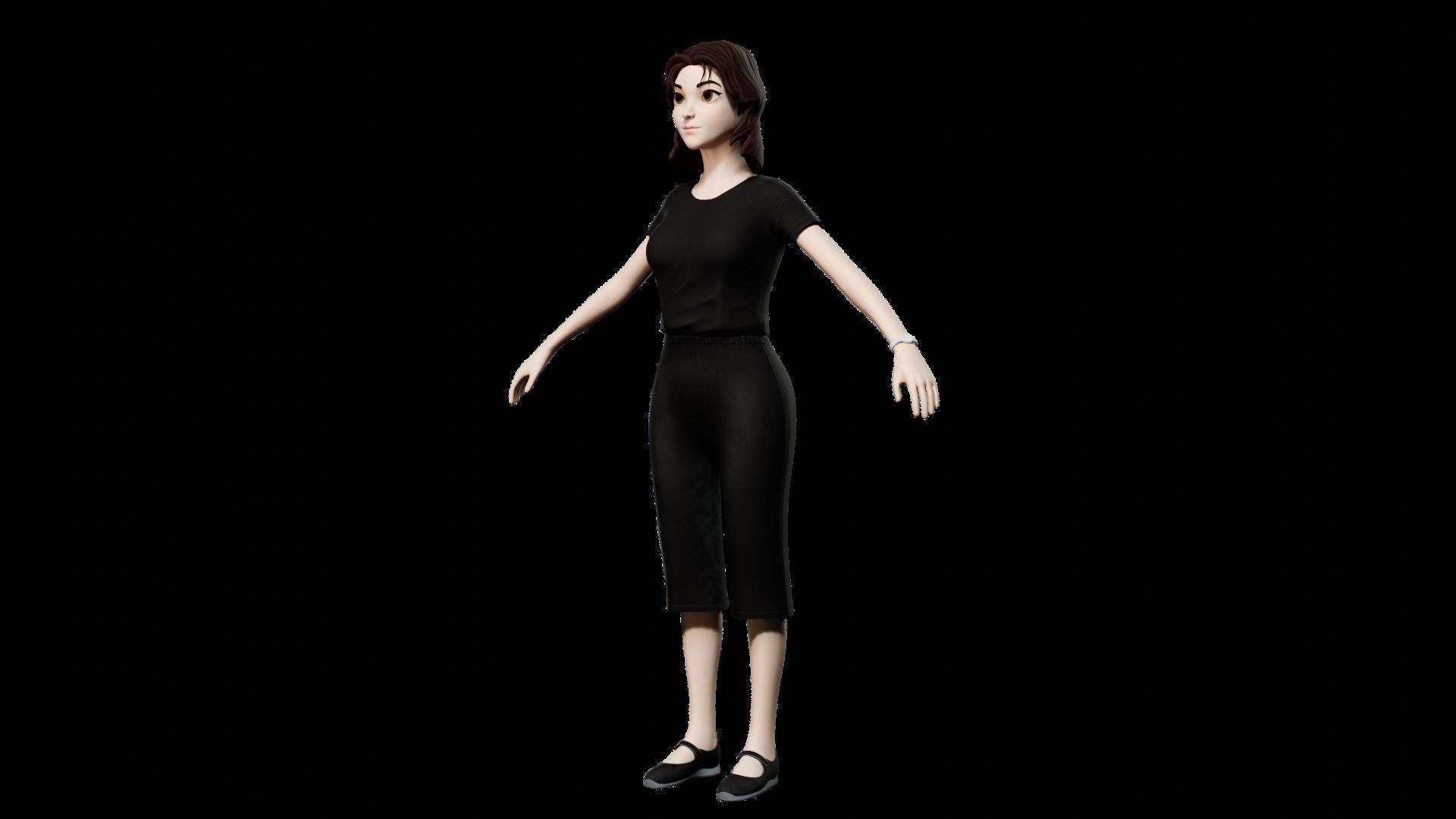 Female Character Low-poly 3D model_4