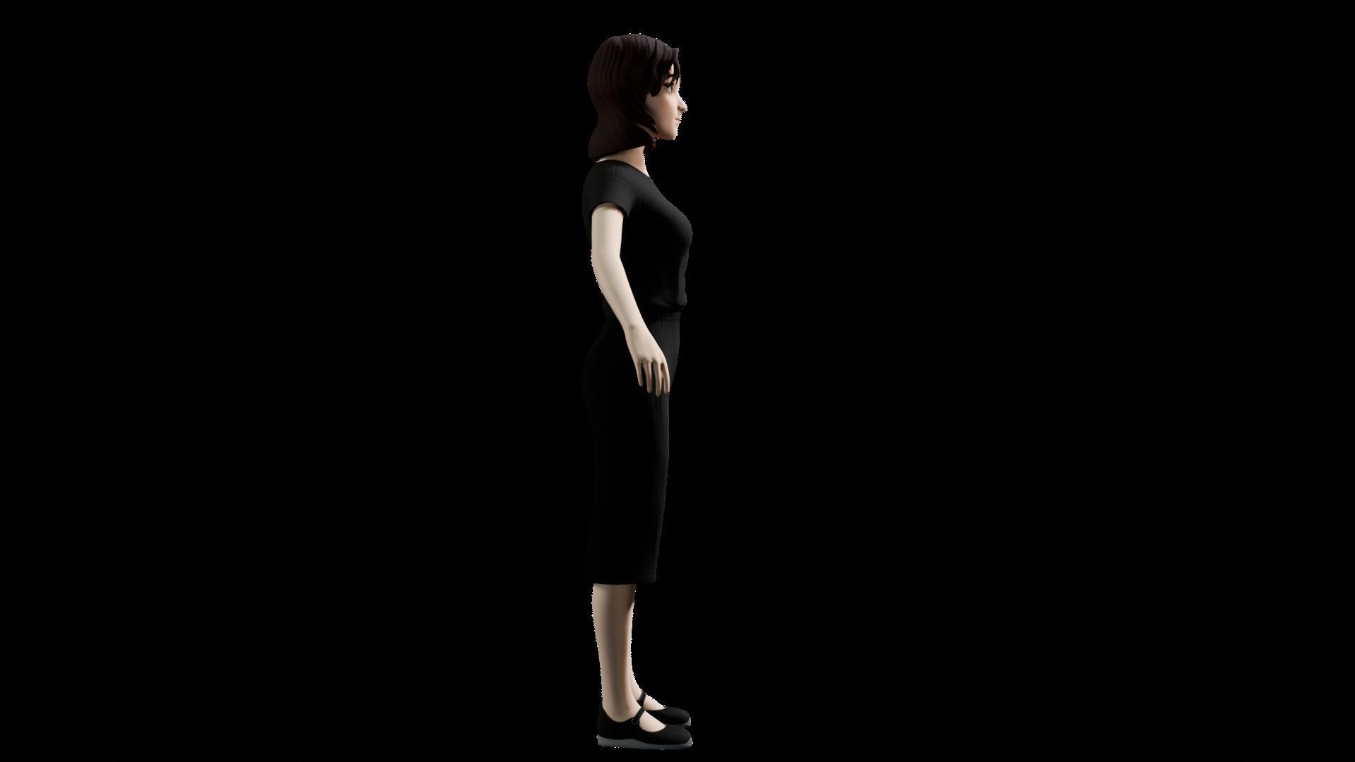 Female Character Low-poly 3D model_5