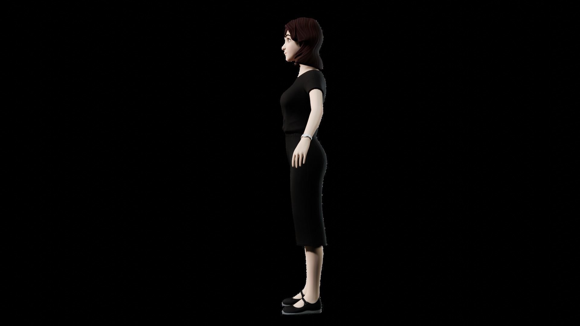 Female Character Low-poly 3D model_3