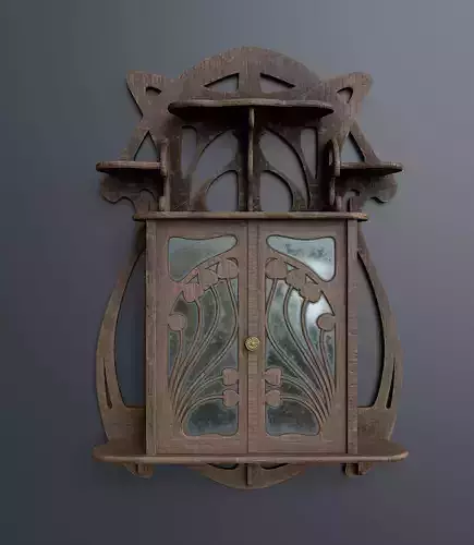 Antique Wall Mounted Bathroom Cabinet Low-poly 3D model