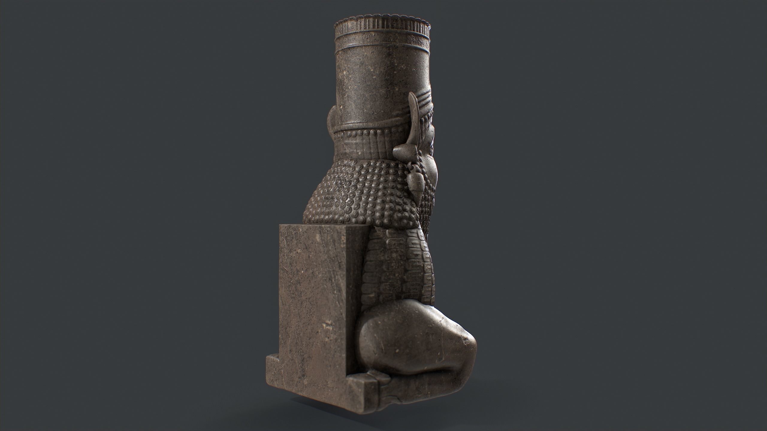 Persian Man-bull Sculpture Low-poly 3D model_3