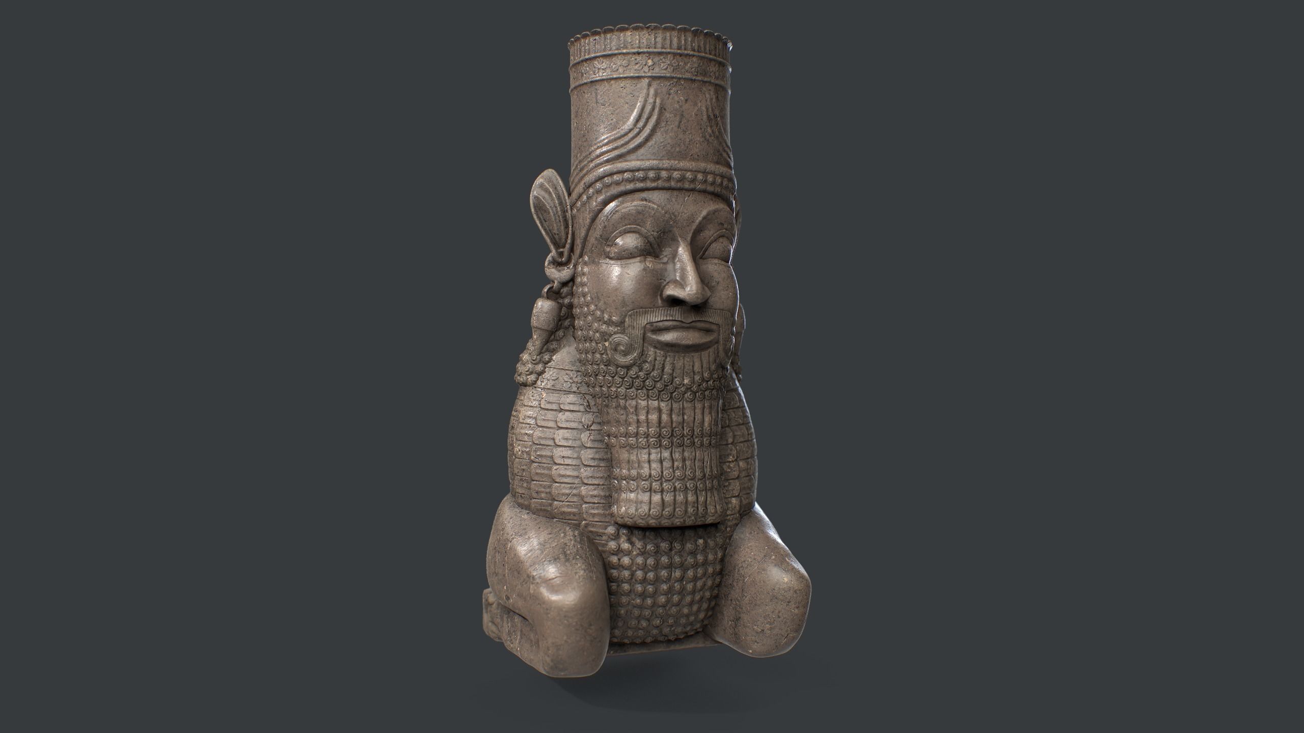 Persian Man-bull Sculpture Low-poly 3D model_1