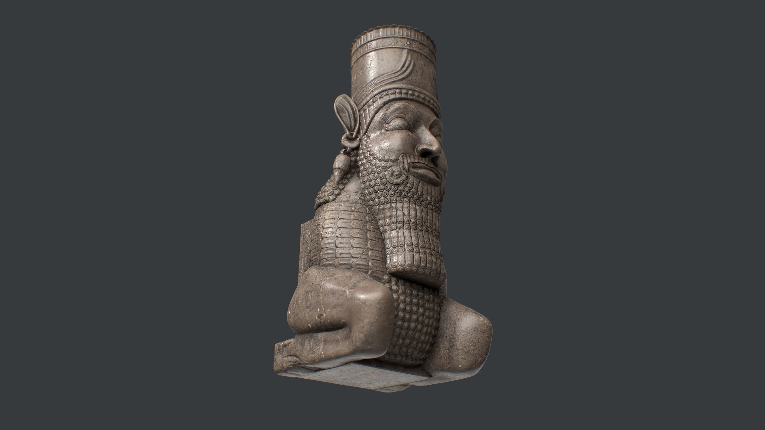 Persian Man-bull Sculpture Low-poly 3D model_6